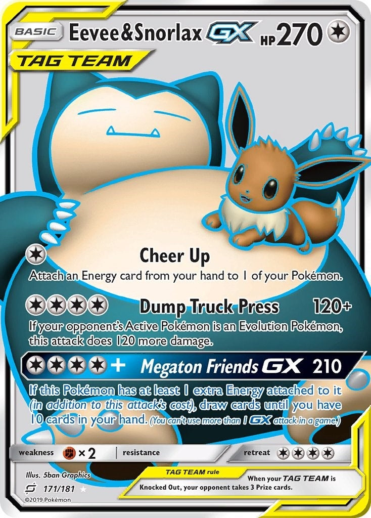 Eevee & Snorlax GX (Full Art) (171/181) (SM9)