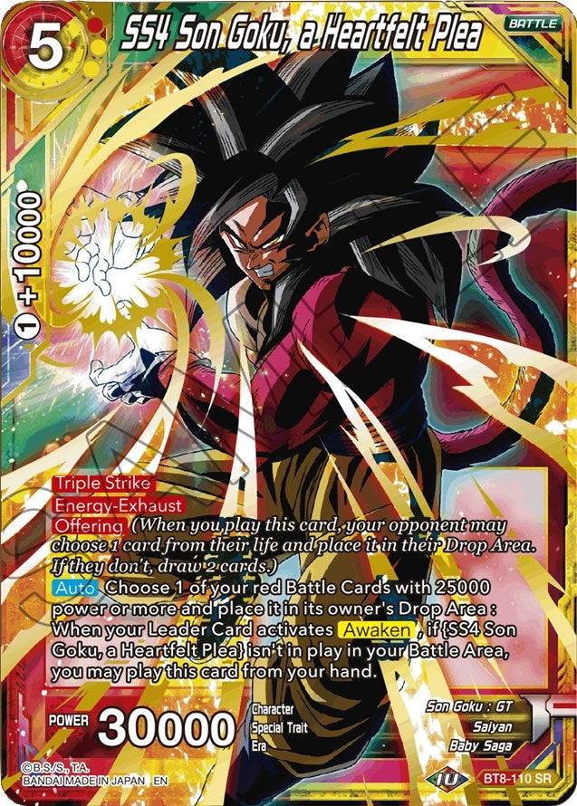 SS4 Son Goku, a Heartfelt Plea (BT8-110) (DBS-B08)