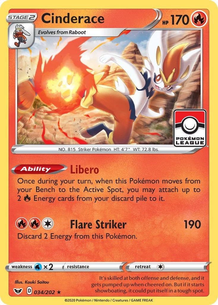Cinderace - 034/202 (Pokemon League) (034/202) (PR)