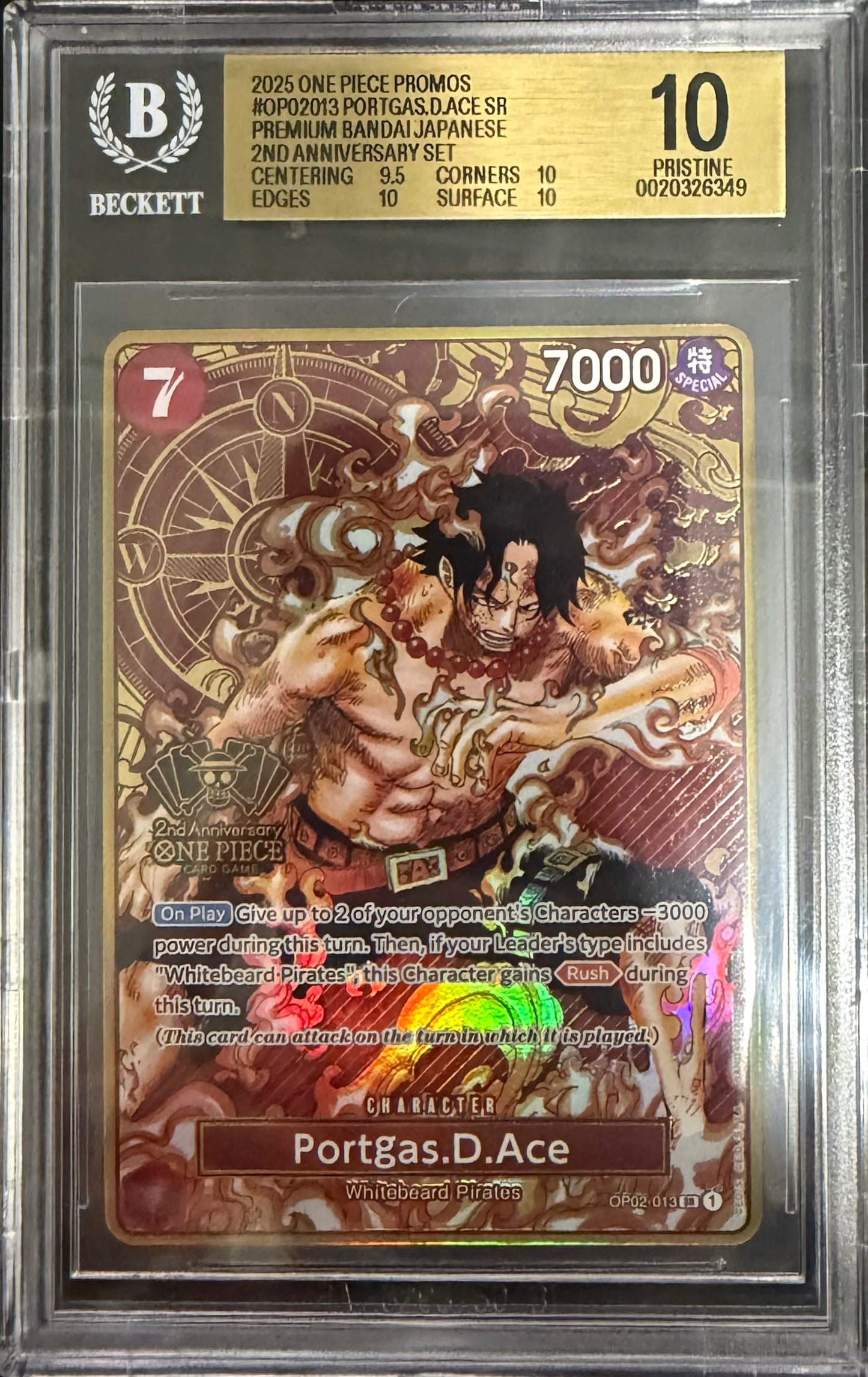 Portgas.D.Ace SR/(Premium Bandai Japanese 2nd Anniversary Set) BGS 10.0