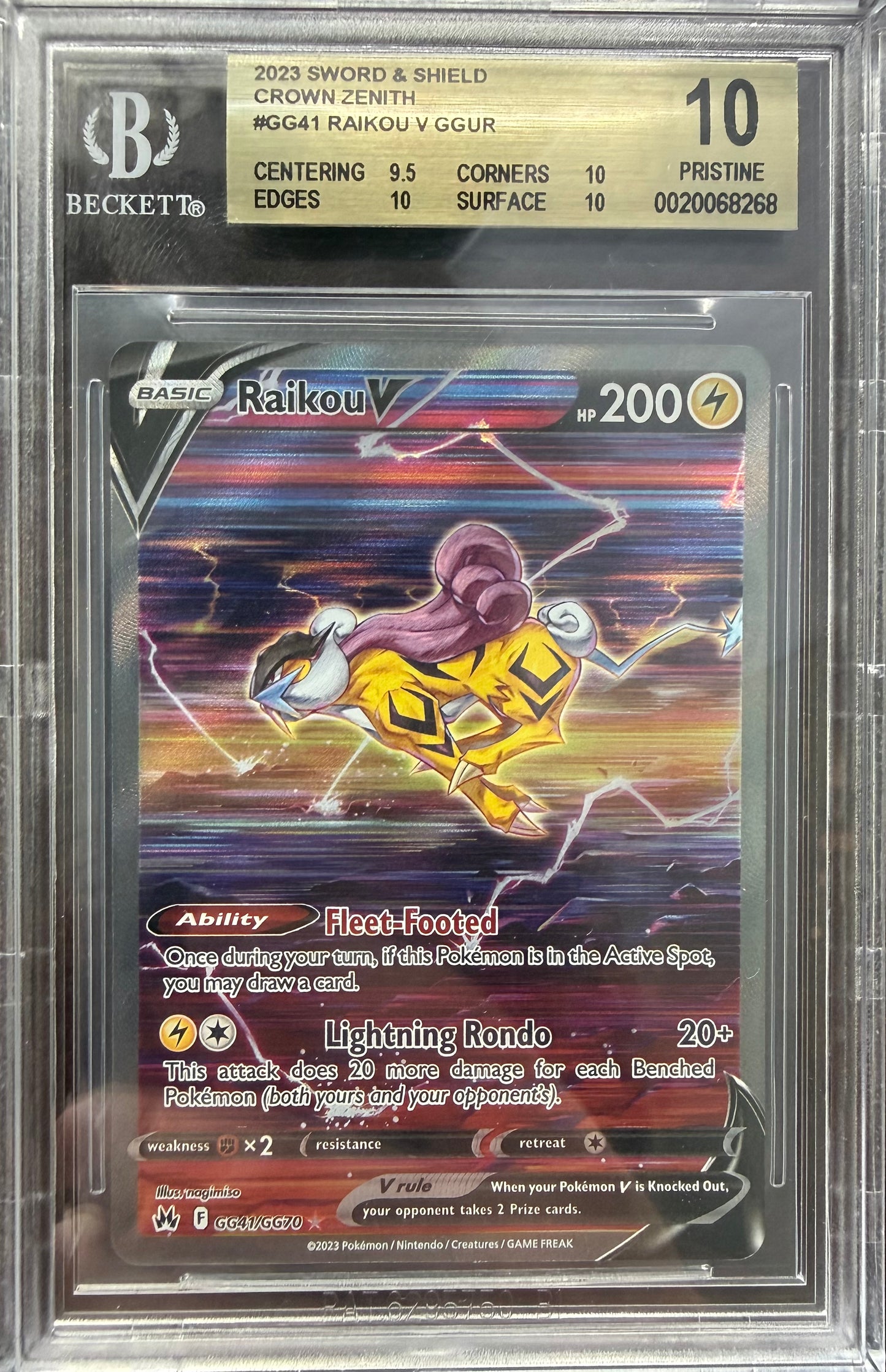 Raikou V GGUR 2023 Pokemon BGS 10.0
