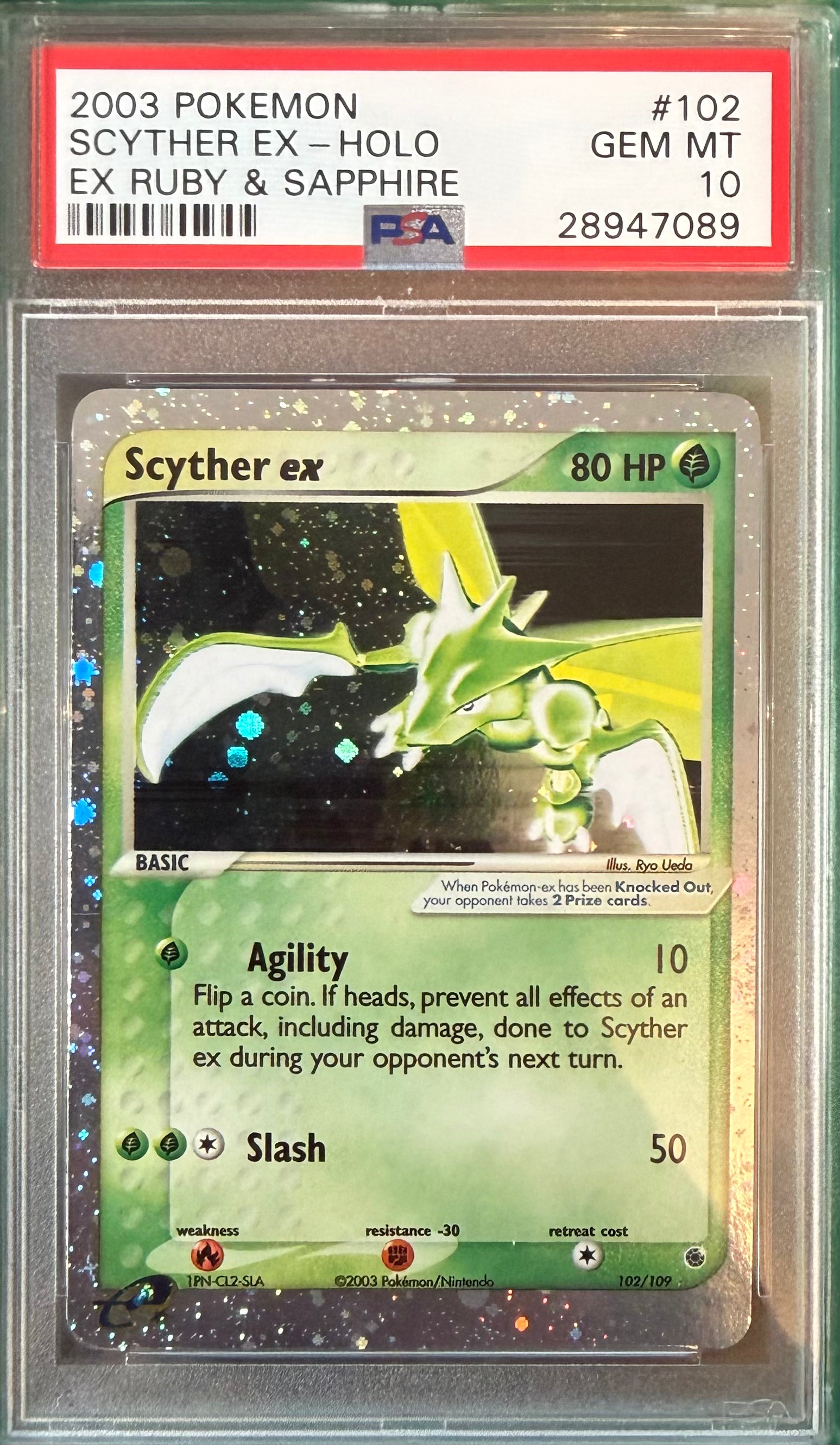 SCYTHER EX-HOLO RUBY & SAPPHIRE 2003 POKEMON EX RUBY & SAPPHIRE PSA GE Poke Gems MTL SCYTHER EX-HOLO RUBY & SAPPHIRE 2003 POKEMON EX RUBY & SAPPHIRE PSA GE Poke Gems MTL