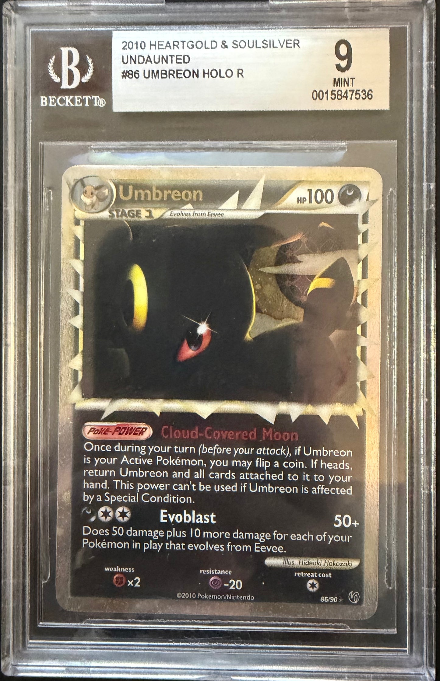 Umbreon Prime HOLO R 2010 2010 Pokemon HeartGold and SoulSilver Undaunted BGS 9.0