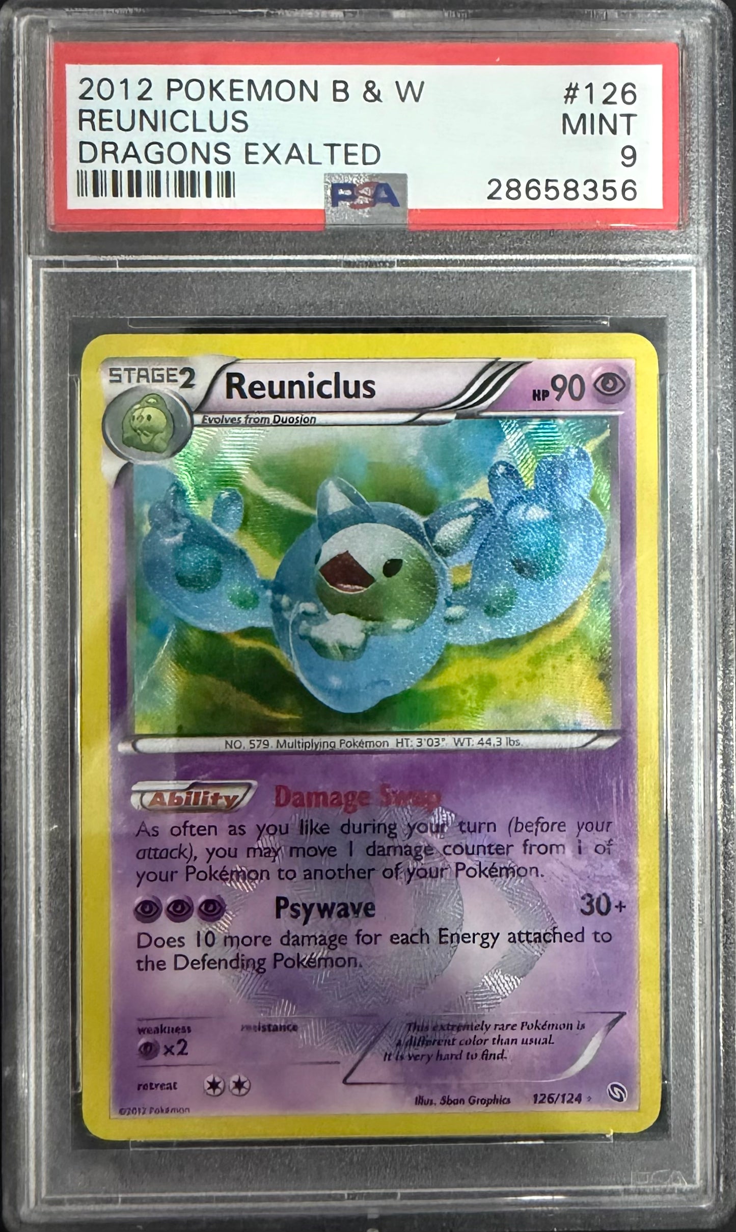 REUNICLUS DRAGONS EXALTED 2012 POKEMON BLACK & WHITE DRAGONS EXALTED PSA MINT 9