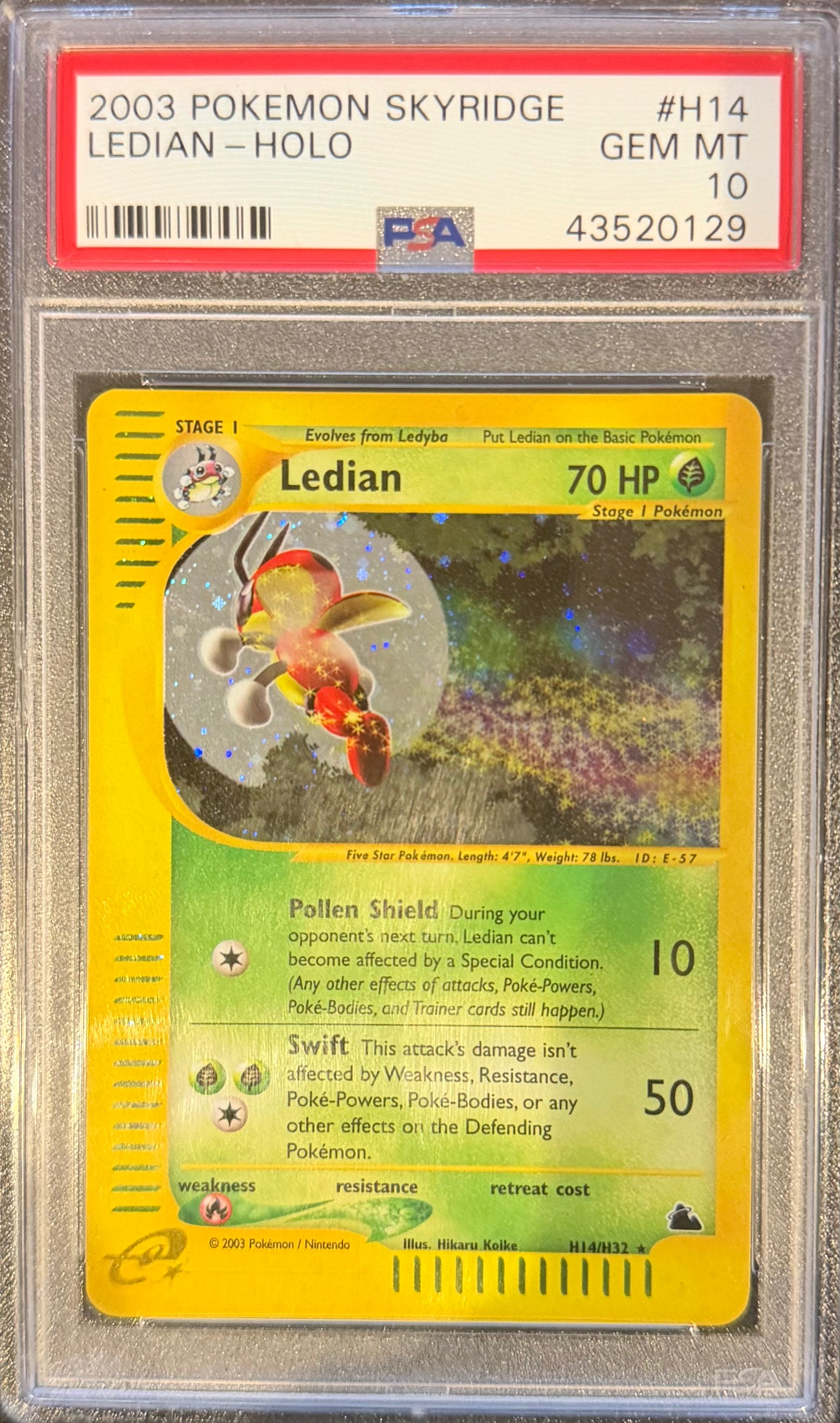 LEDIAN-HOLO 2003 POKEMON SKYRIDGE PSA GEM MT 10