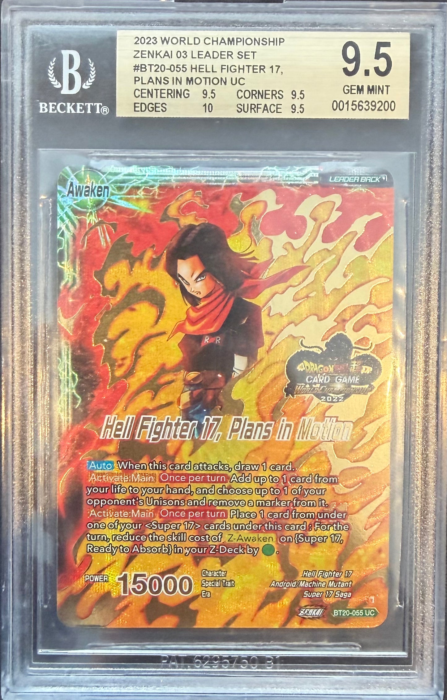 Hell Fighter 17, Plans in Motion UC 2023 2023 Dragon Ball Super World Championship Zenkai 03 Leader Set BGS 9.5
