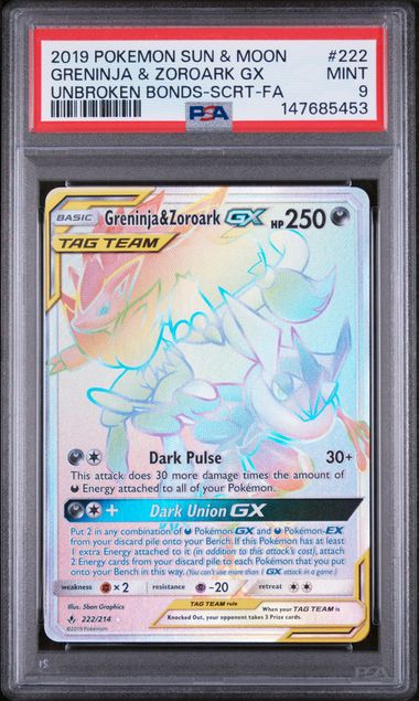 Greninja & Zoroark GX PSA 9
