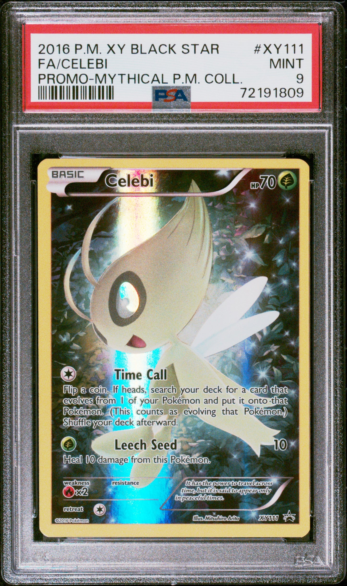 FA/CELEBI PROMO-MYTHICAL P.M. COLL. 2016 POKEMON XY BLACK STAR PROMO PSA MINT 9