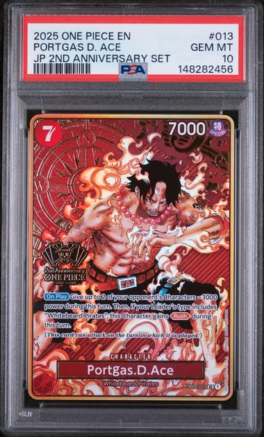 2025 ONE PIECE JAPANESE 2ND ANNIVERSARY SET #013 PORTGAS D. ACE PSA 10 PSA 10