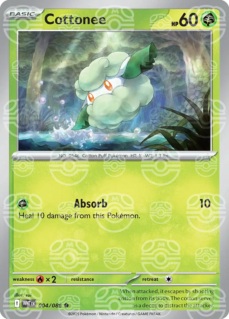 Cottonee (Master Ball Pattern) (004/086) (WHT)