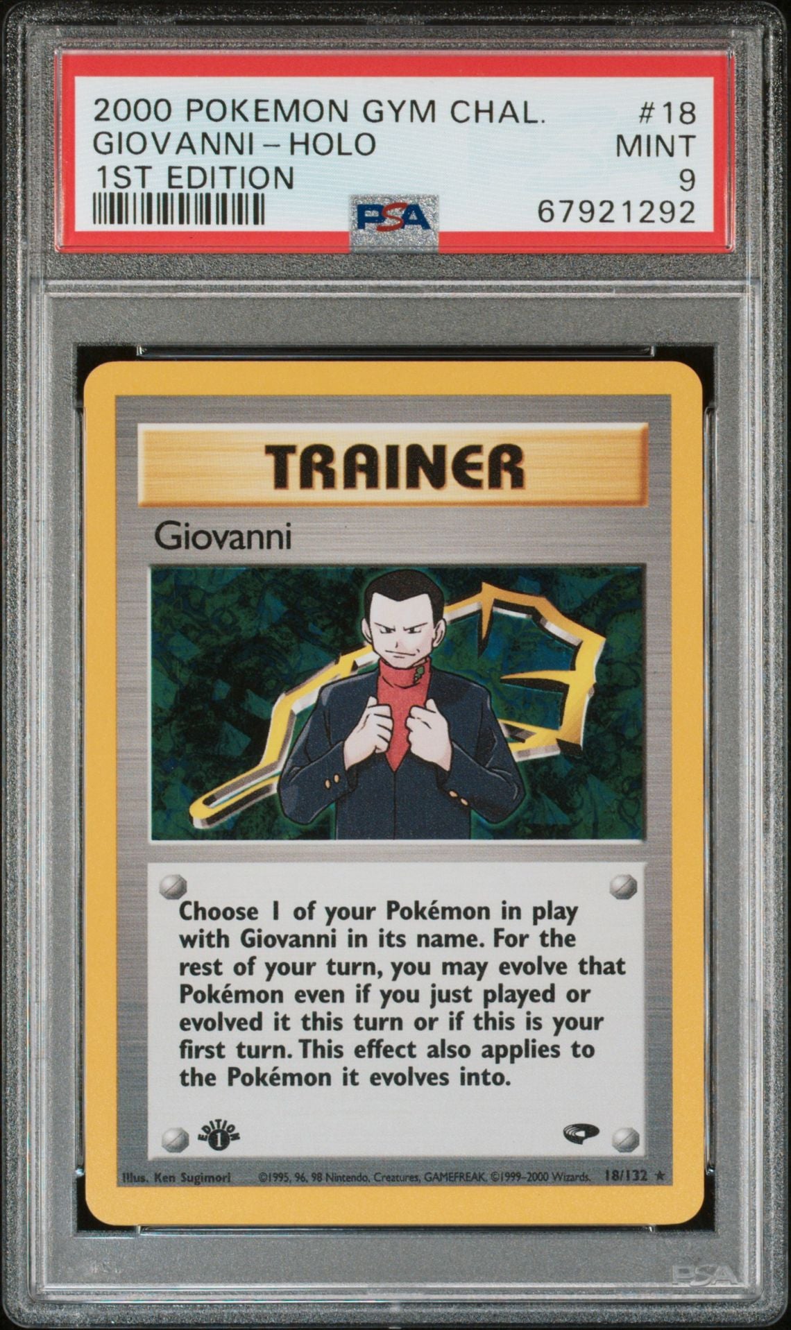 GIOVANNI-HOLO 1ST EDITION 2000 POKEMON GYM CHALLENGE PSA MINT 9
