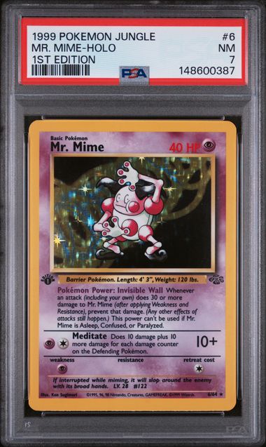 1999 POKEMON JUNGLE #6 MR. MIME-HOLO 1ST EDITION PSA 7