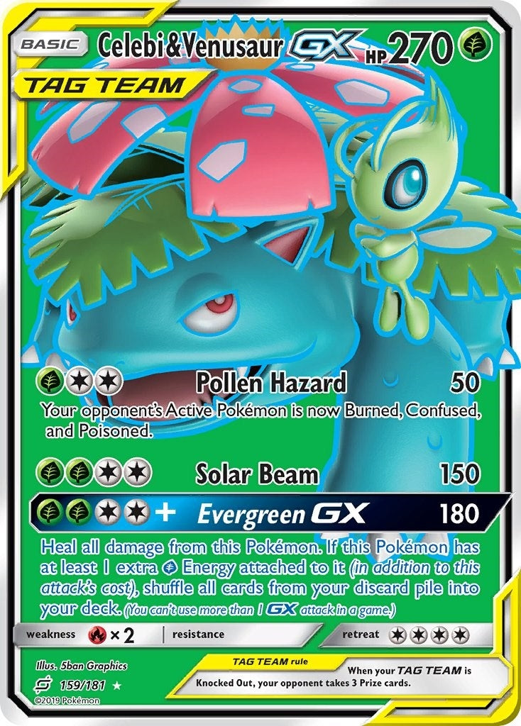 Celebi & Venusaur GX (Full Art) (159/181) (SM9)