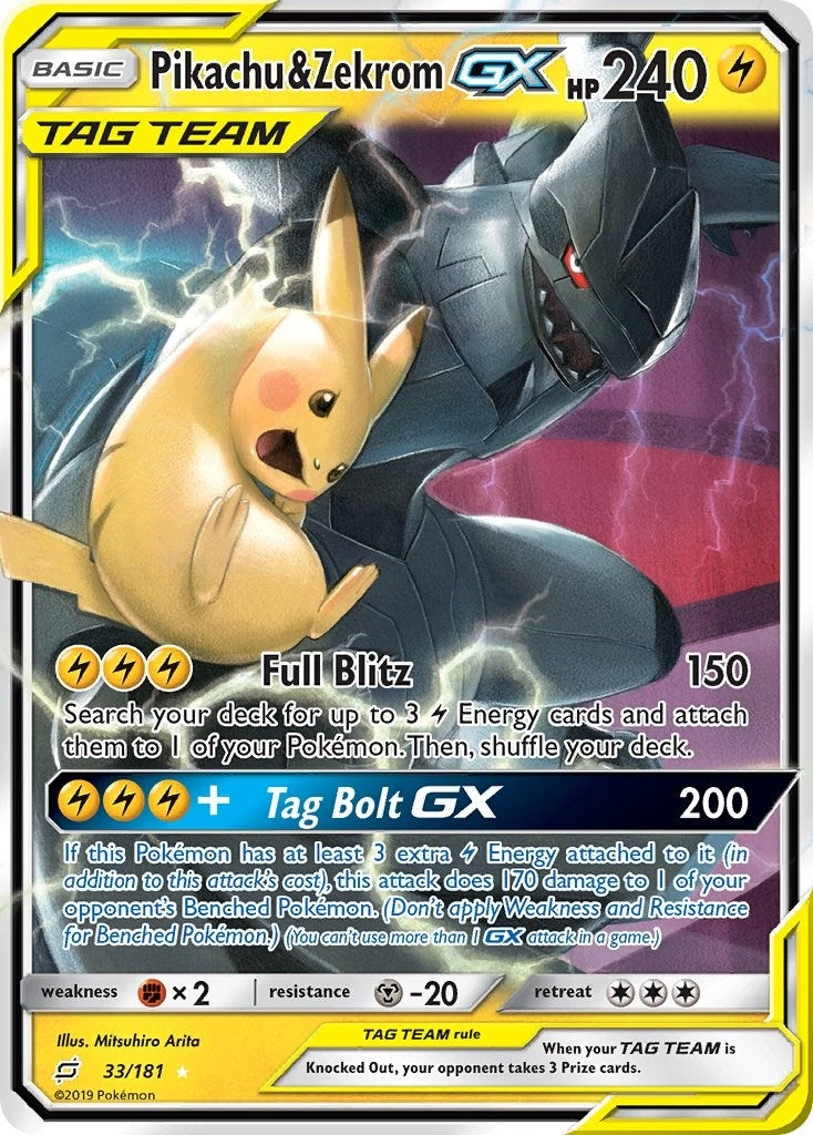 Pikachu & Zekrom GX (33/181) (SM9)