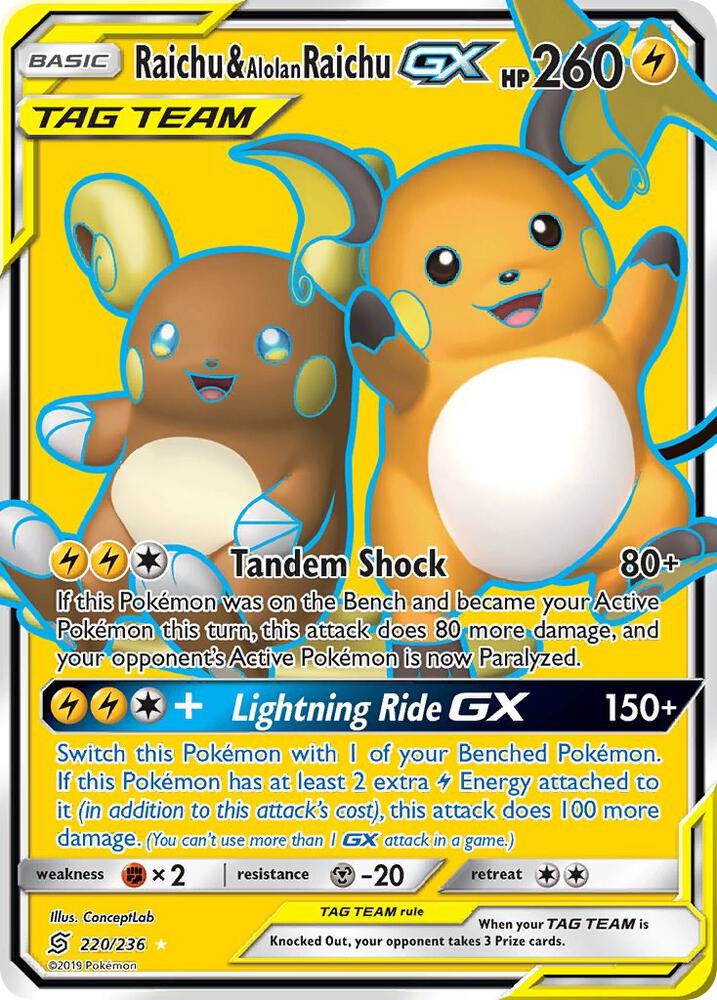 Raichu & Alolan Raichu GX 220/236 - NM