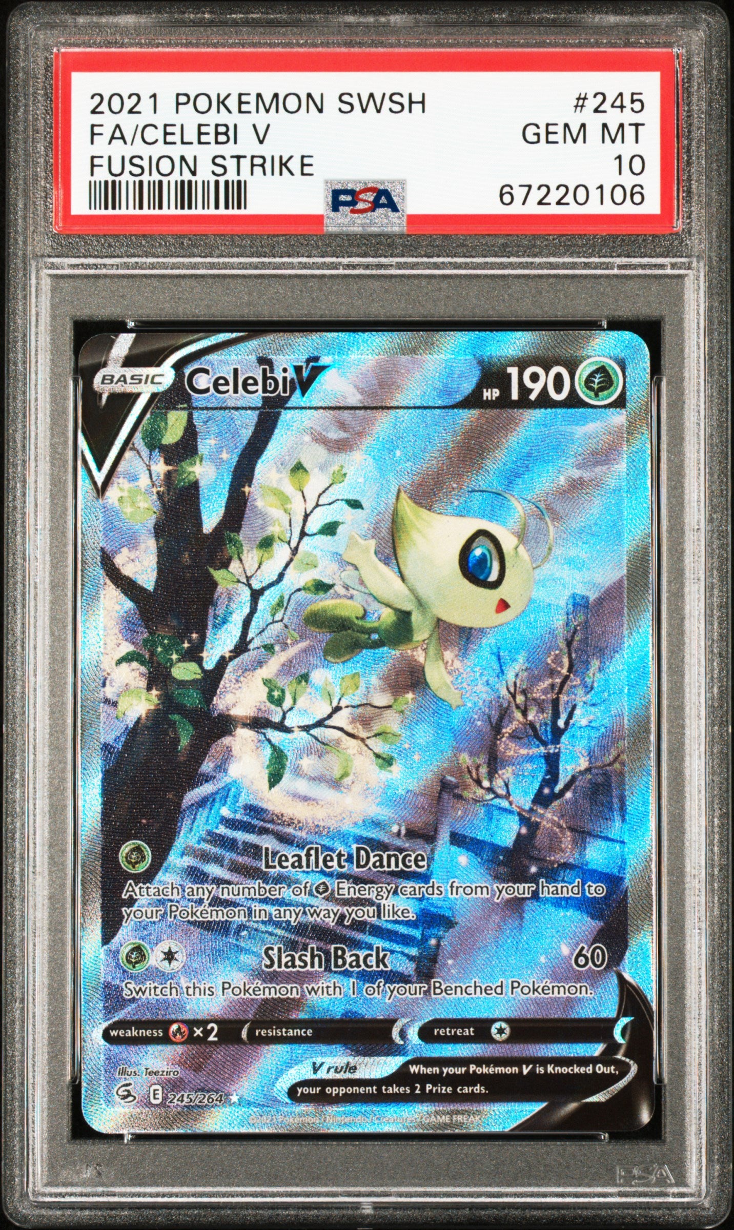 FA/CELEBI V FUSION STRIKE 2021 POKEMON SWORD & SHIELD FUSION STRIKE PSA GEM MT 10