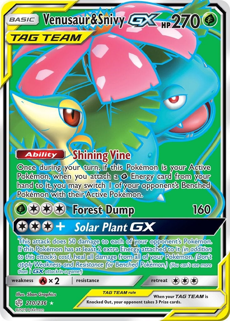 Venusaur & Snivy GX (Full Art) (210/236) (SM12)