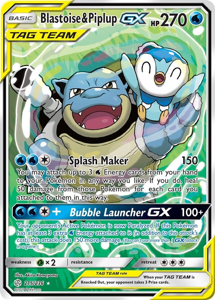 Blastoise & Piplup GX (Alternate Full Art) (215/236) (SM12)