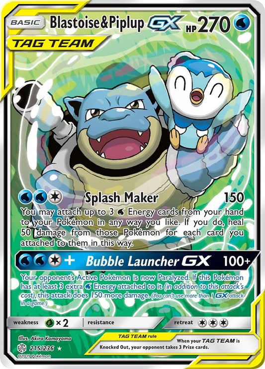 Blastoise & Piplup GX (Alternate Full Art) (215/236) (SM12)