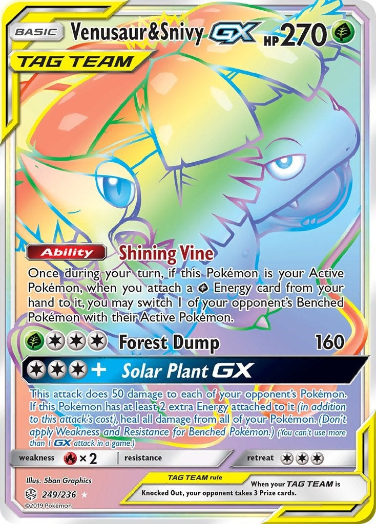 Venusaur & Snivy GX (Secret) (249/236) (SM12)