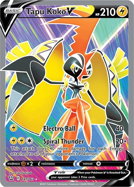 Tapu Koko V (Full Art) (147/163) (SWSH05)