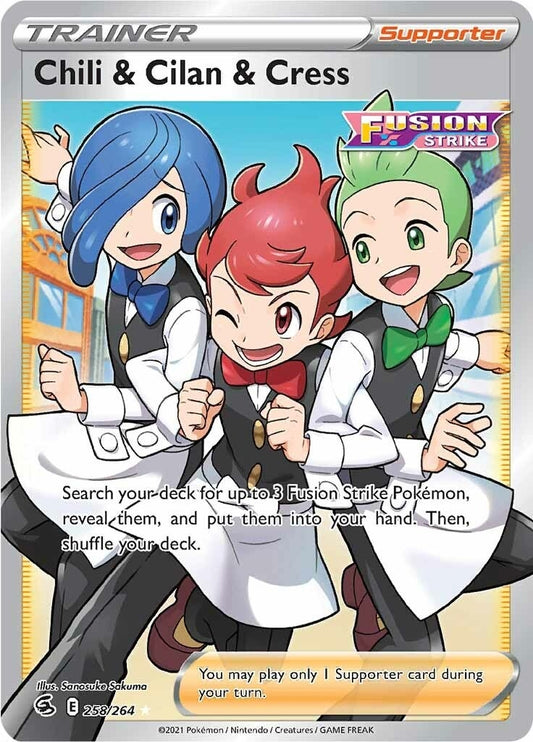 Chili & Cilan & Cress (Full Art) (258/264) (SWSH08)