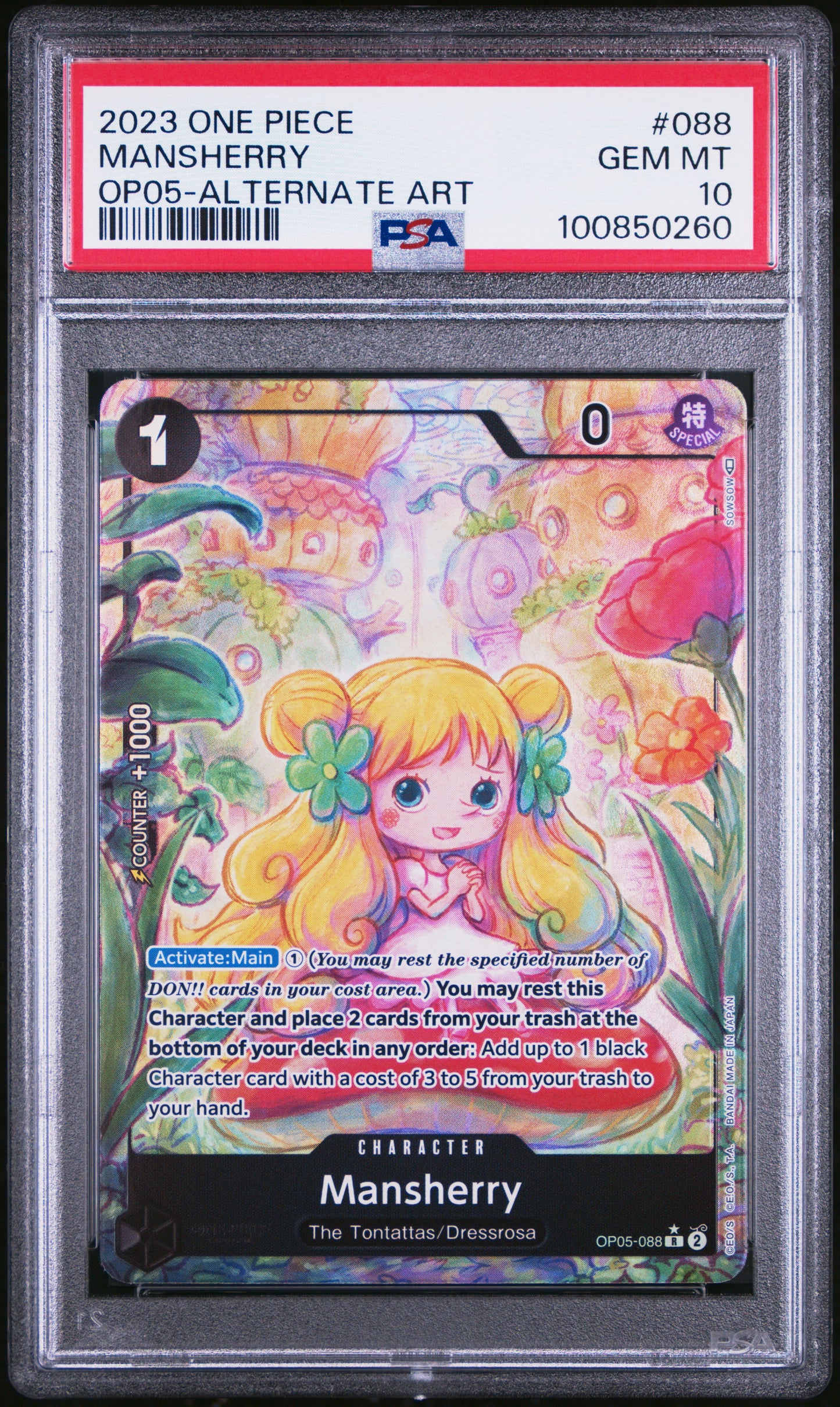 MANSHERRY ALTERNATE ART 2023 ONE PIECE OP05-AWAKENING OF THE NEW ERA PSA GEM MT 10