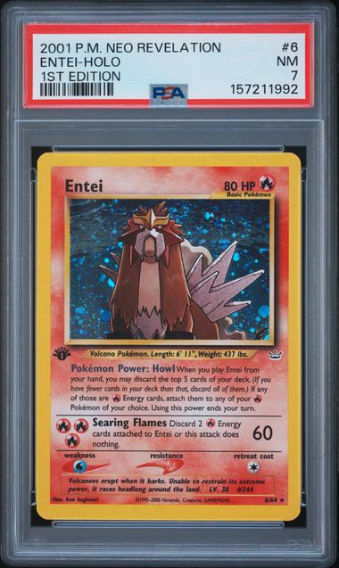 2001 POKEMON NEO REVELATION #6 ENTEI-HOLO 1ST EDITION PSA 7