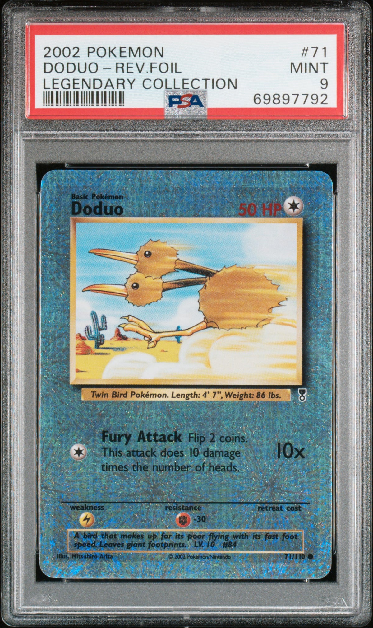 2002 POKEMON LEGENDARY COLLECTION #71 DODUO-REV.FOIL LEGENDARY COLLECTION PSA 9