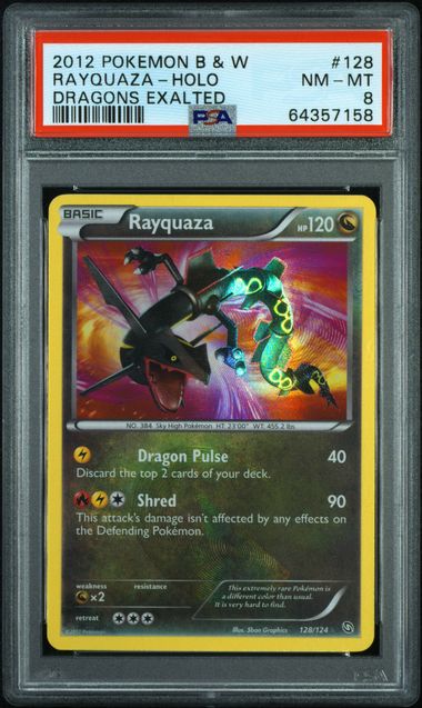 2012 POKEMON BLACK & WHITE DRAGONS EXALTED #128 RAYQUAZA DRAGONS EXALTED PSA 8