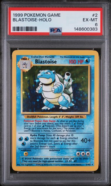 1999 POKEMON GAME #2 BLASTOISE-HOLO PSA 6