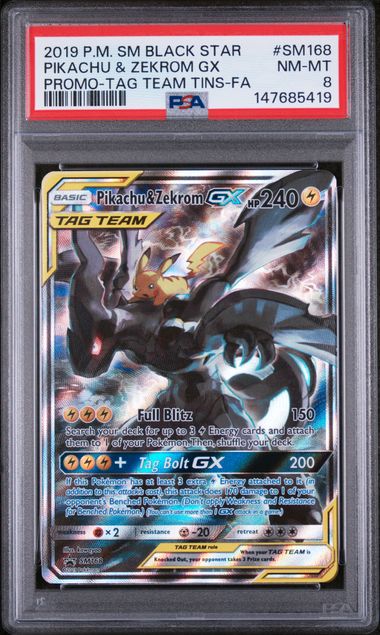 Pikachu & Zekrom GX PSA 8