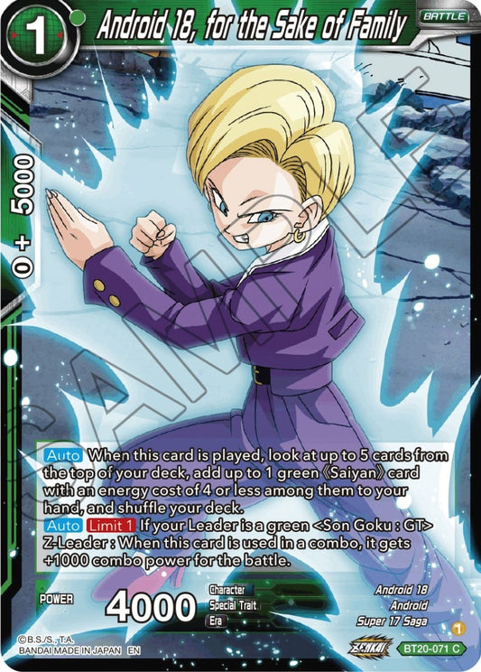 Android 18, for the Sake of Family (BT20-071) (DBS-B20)