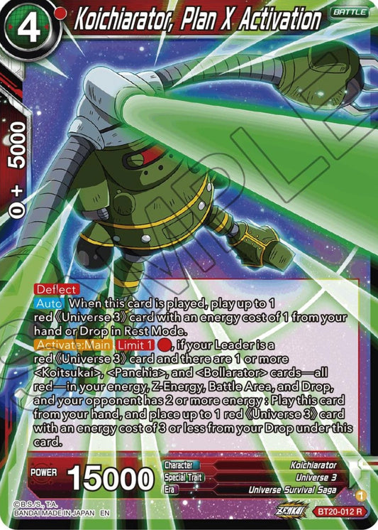 Koichiarator, Plan X Activation (BT20-012) (DBS-B20)