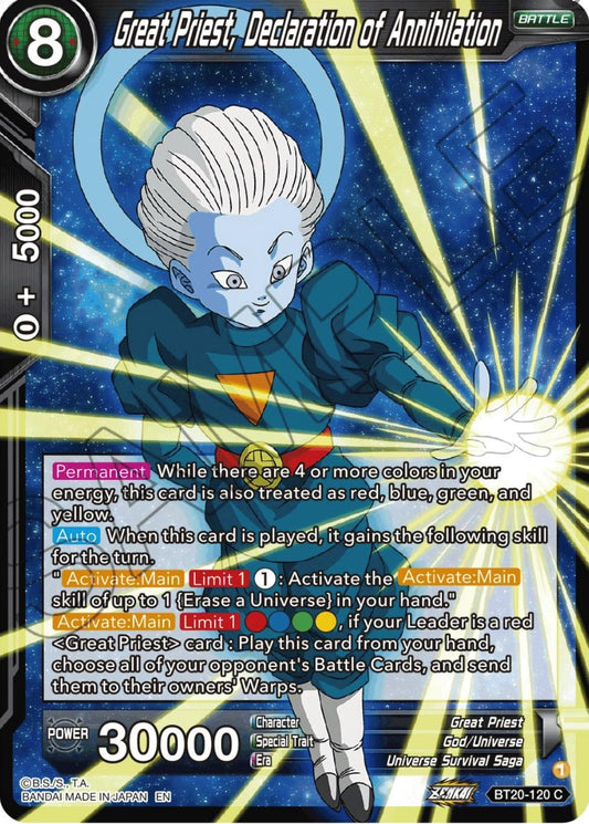 Great Priest, Declaration of Annihilation (BT20-120) (DBS-B20)