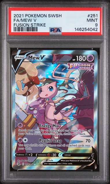 2021 POKEMON SWORD & SHIELD FUSION STRIKE #251 FA/MEW V FUSION STRIKE PSA 9