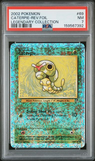 2002 POKEMON LEGENDARY COLLECTION #69 CATERPIE-REV.FOIL LEGENDARY COLLECTION PSA 7