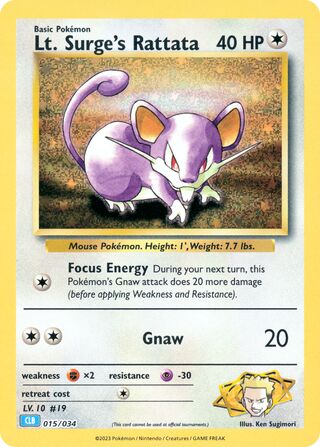 Lt. Surge's Rattata 015/034 - NM