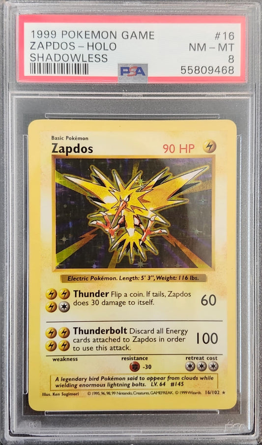 Zapdos Holo Shadowless PSA 8