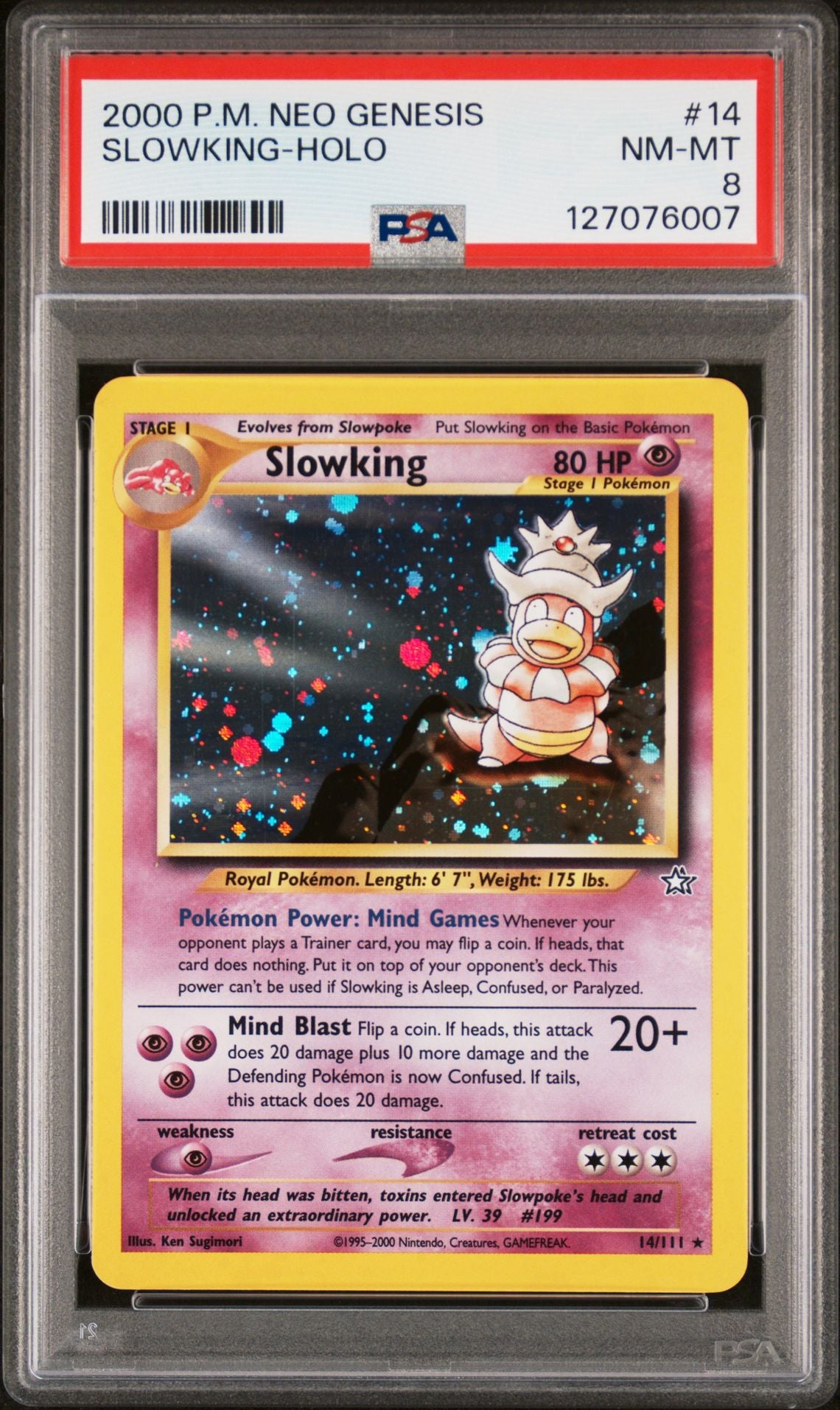 SLOWKING-HOLO 2000 POKEMON NEO GENESIS PSA NM-MT 8