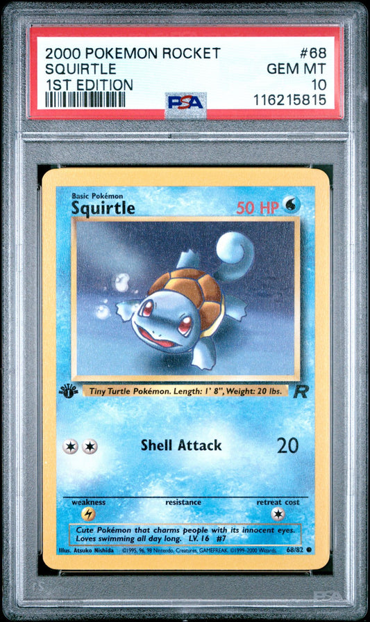 SQUIRTLE 1ST EDITION 2000 POKEMON ROCKET PSA GEM MT 10