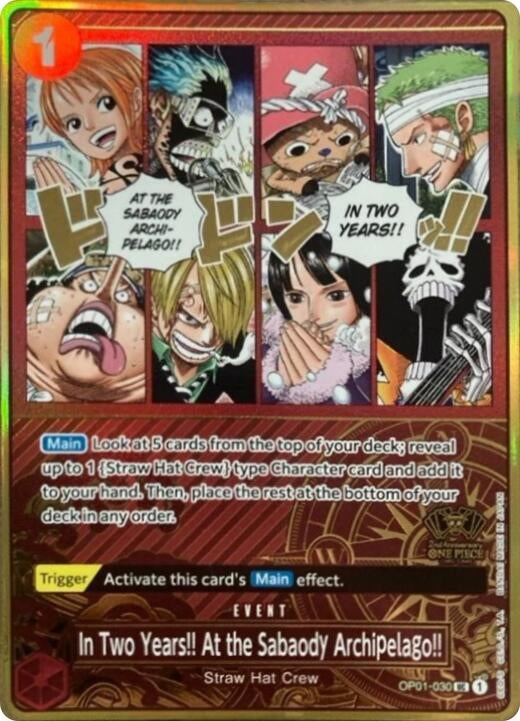 In Two Years!! At the Sabaody Archipelago!! (One Piece Japanese Version 2nd Anniversary Set) (OP01-030) (OP-PR)