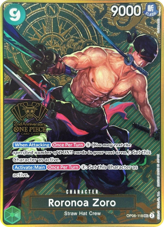 Roronoa Zoro (One Piece Japanese Version 2nd Anniversary Set) (OP06-118) (OP-PR)