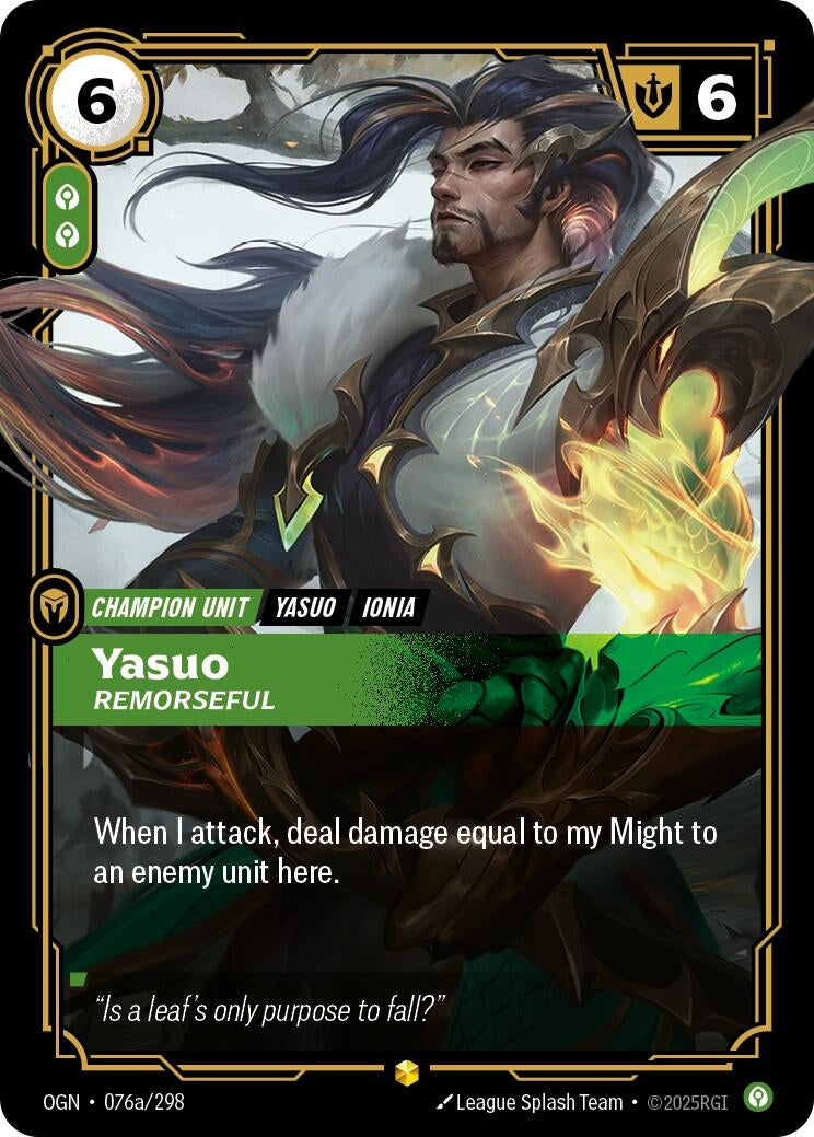 Yasuo, Remorseful (Alternate Art) (076a/298) (OGN)