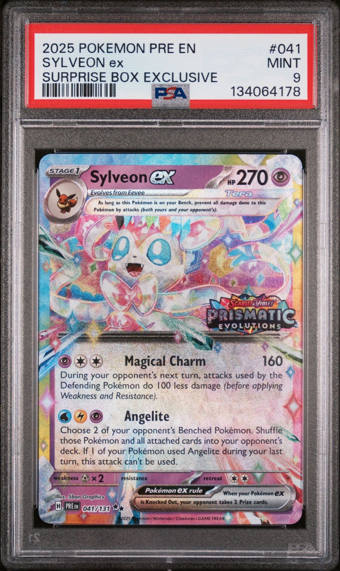 SYLVEON ex SURPRISE BOX EXCLUSIVE 2025 POKEMON PRE EN-PRISMATIC EVOLUTIONS PSA MINT 9