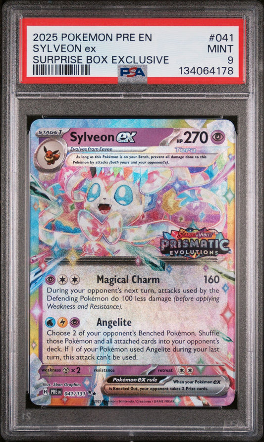 SYLVEON ex SURPRISE BOX EXCLUSIVE 2025 POKEMON PRE EN-PRISMATIC EVOLUTIONS PSA MINT 9