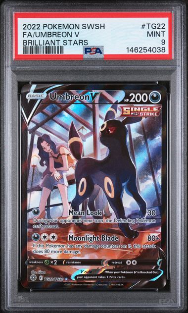 2022 POKEMON SWORD & SHIELD BRILLIANT STARS #TG22 FA/UMBREON V BRILLIANT STARS PSA 9