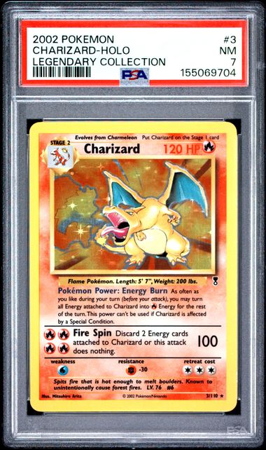 2002 POKEMON LEGENDARY COLLECTION #3 CHARIZARD-HOLO LEGENDARY COLLECTION PSA 7