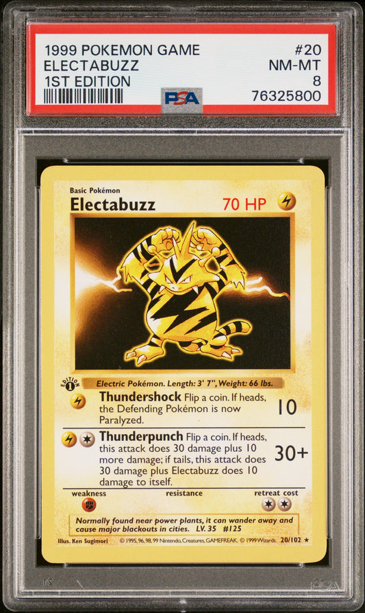 ELECTABUZZ 1ST EDITION 1999 POKEMON GAME PSA NM-MT 8