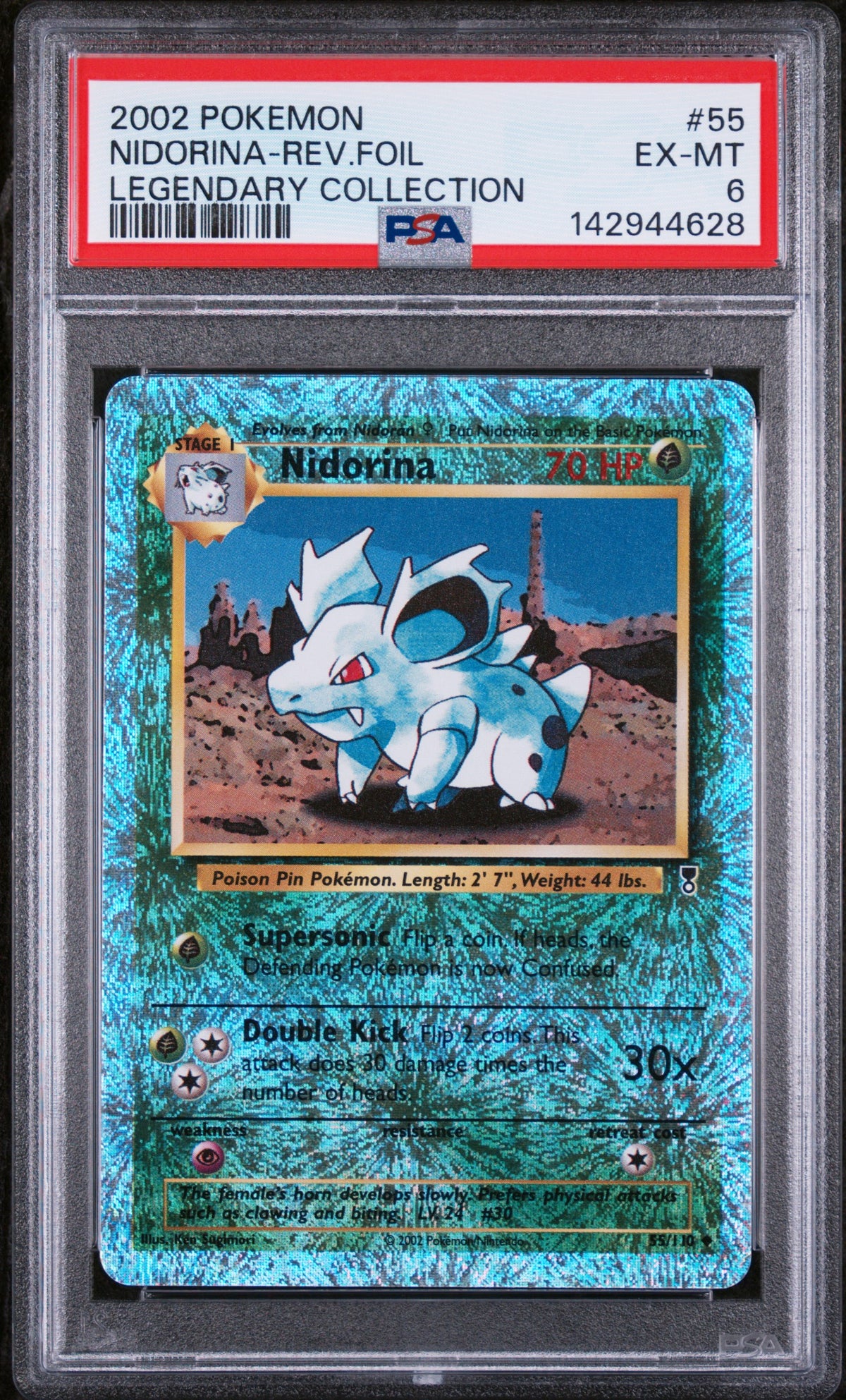 2002 POKEMON LEGENDARY COLLECTION #55 NIDORINA-REV.FOIL LEGENDARY COLLECTION PSA 6